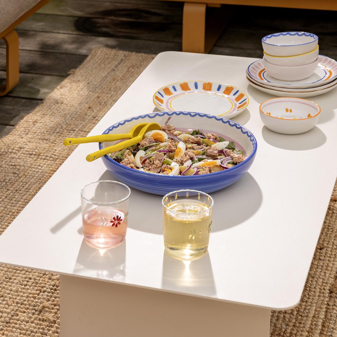 Glass flora red set of 2