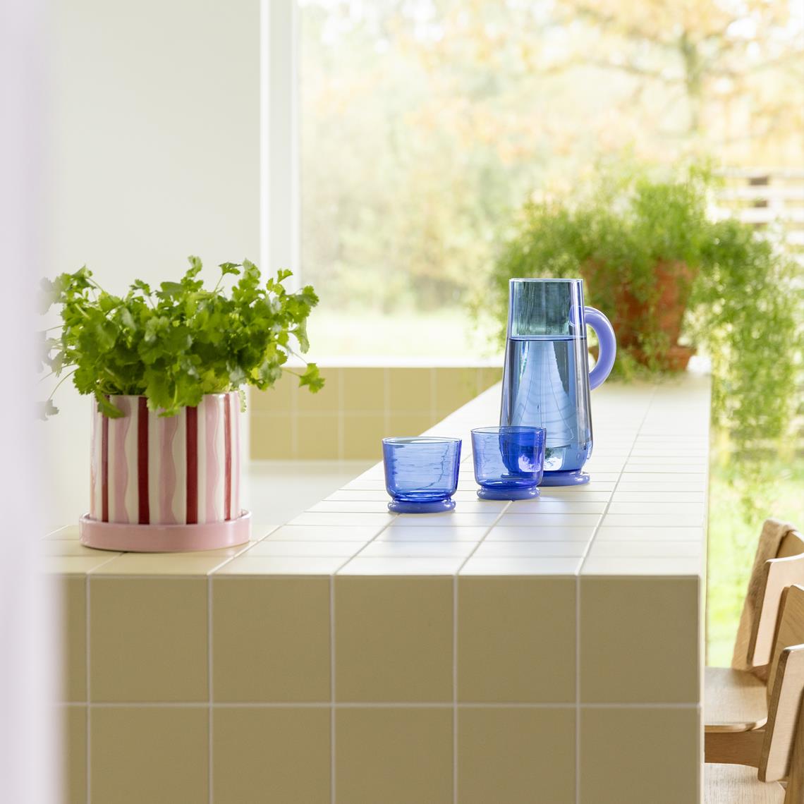 Glass dew blue set of 2