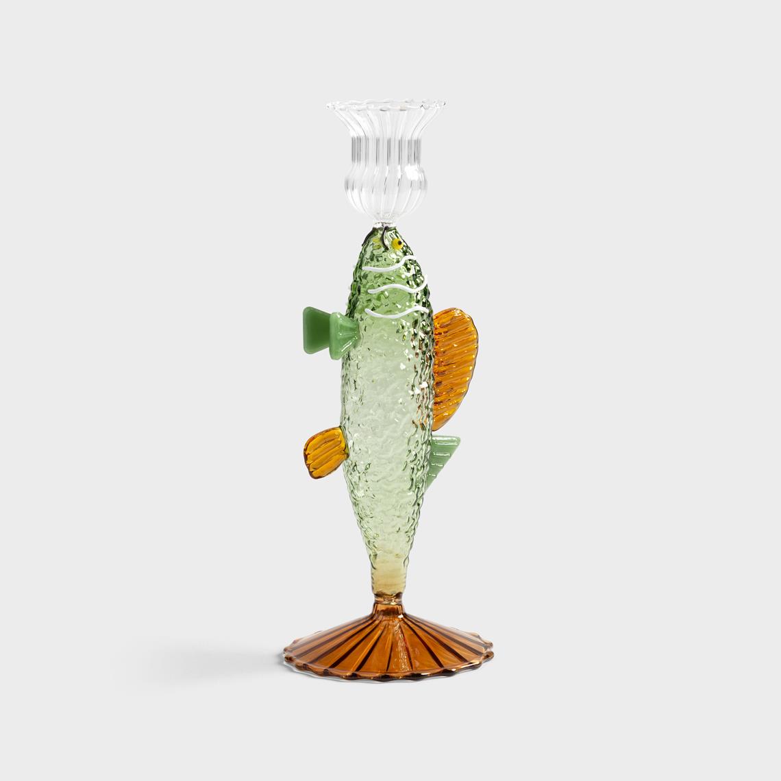 Candle holder fish green