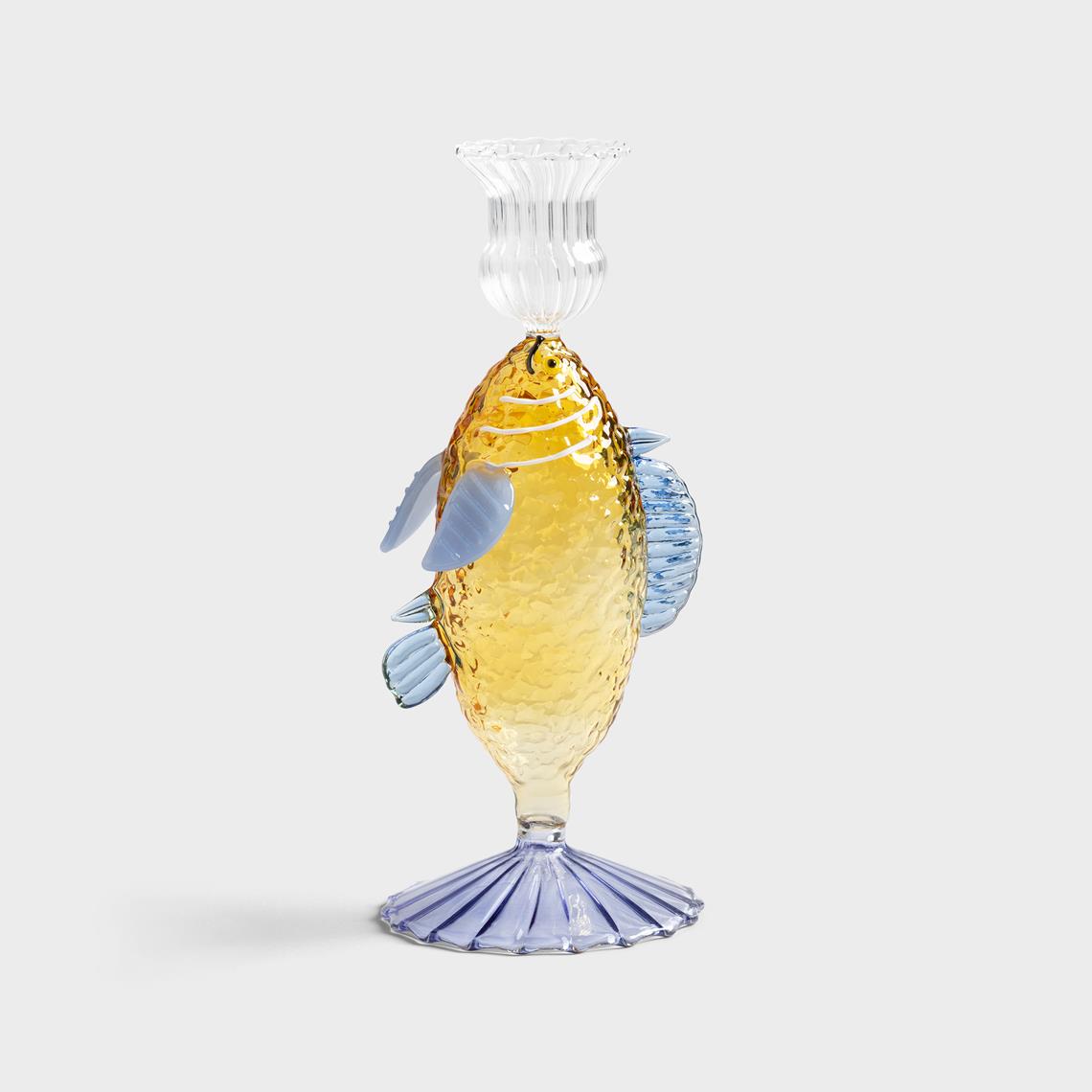 Candle holder fish yellow
