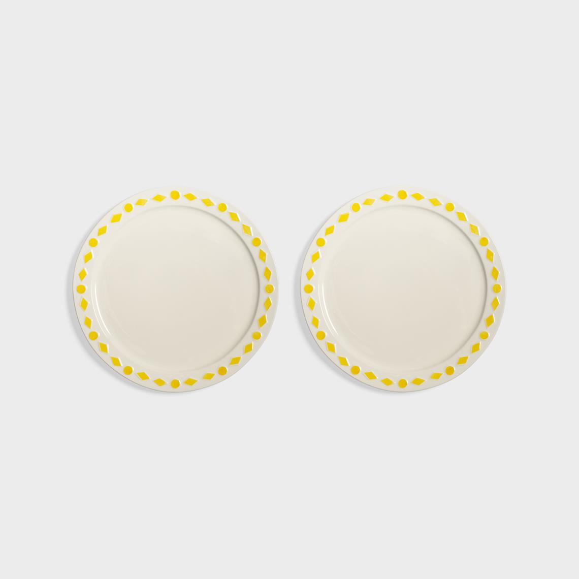 Plate folk yellow large set of 2
