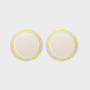 Plate folk yellow large set of 2
