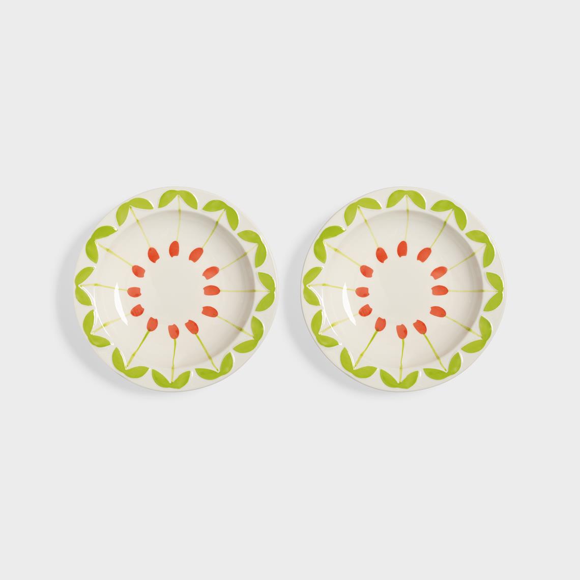 Bowl folk red large set of 2