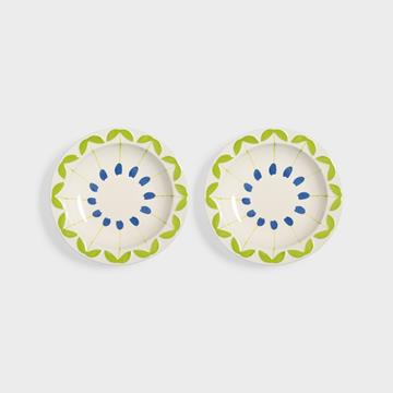 Bowl folk blue large set of 2