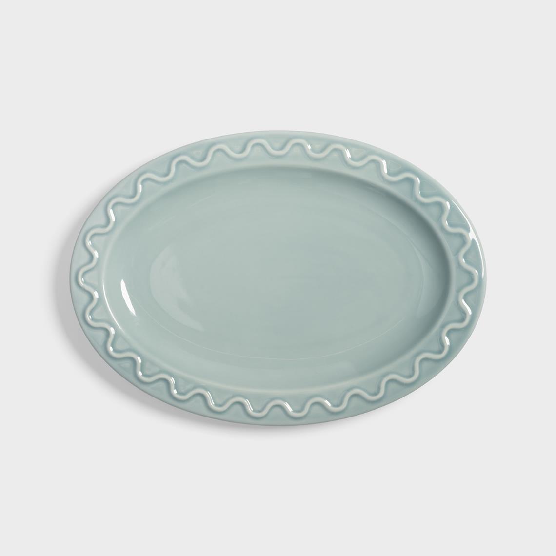 Plate mochi light blue oval