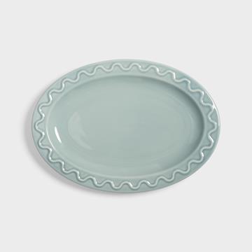 Plate mochi light blue oval