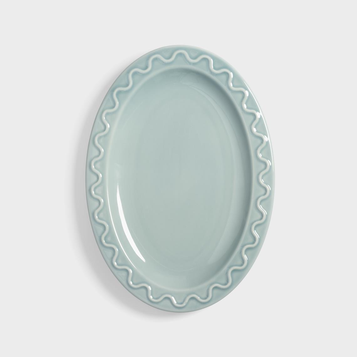 Plate mochi light blue oval