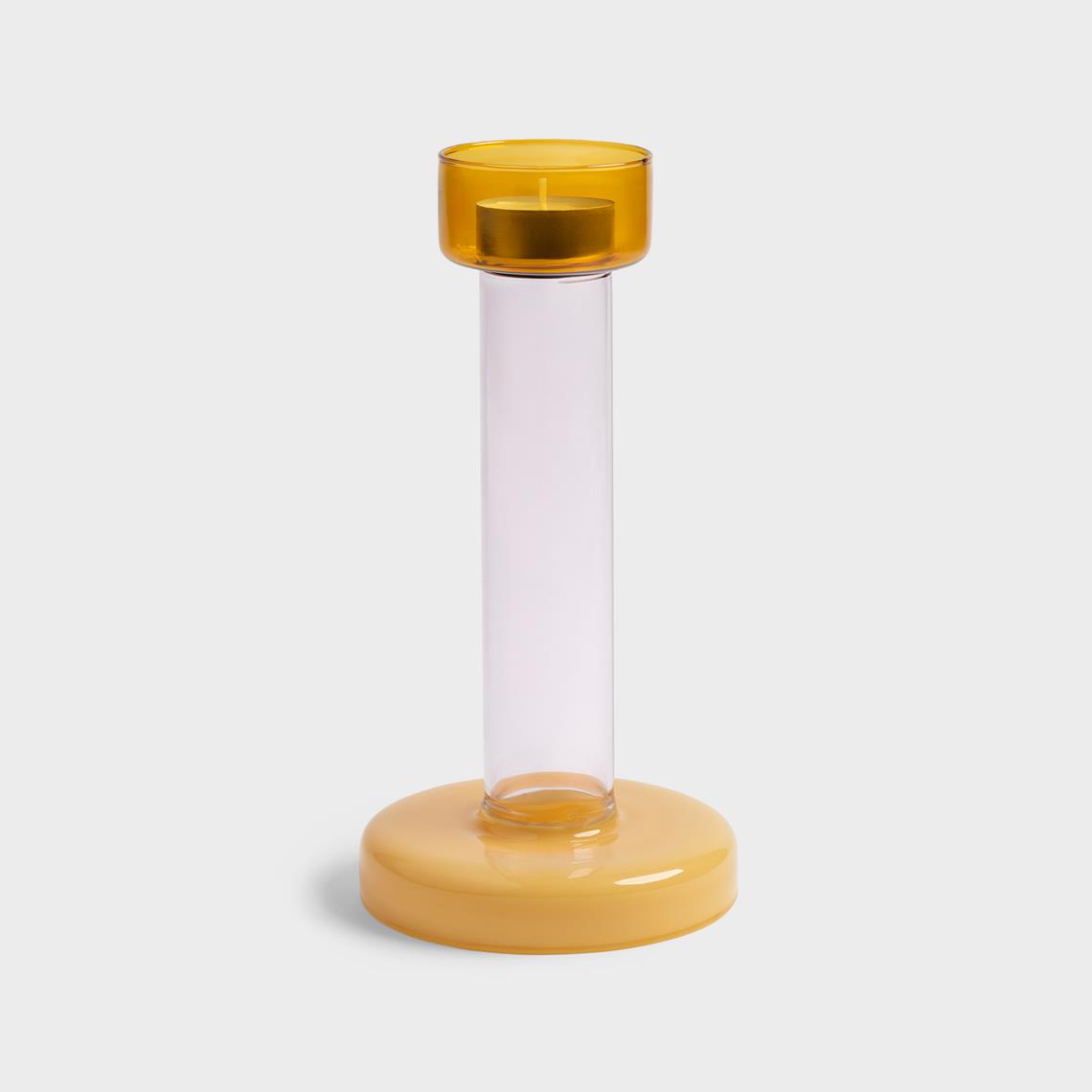 Bole candle holder M amber / yellow