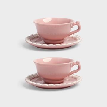 Cup & saucer whip pink set of 2