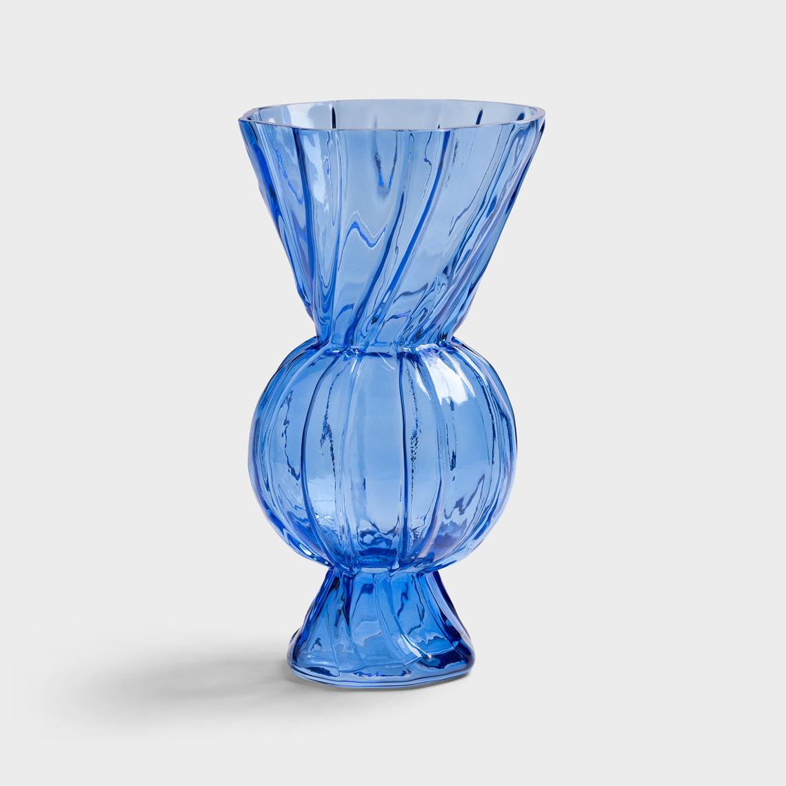 Vase rhombic glass blue