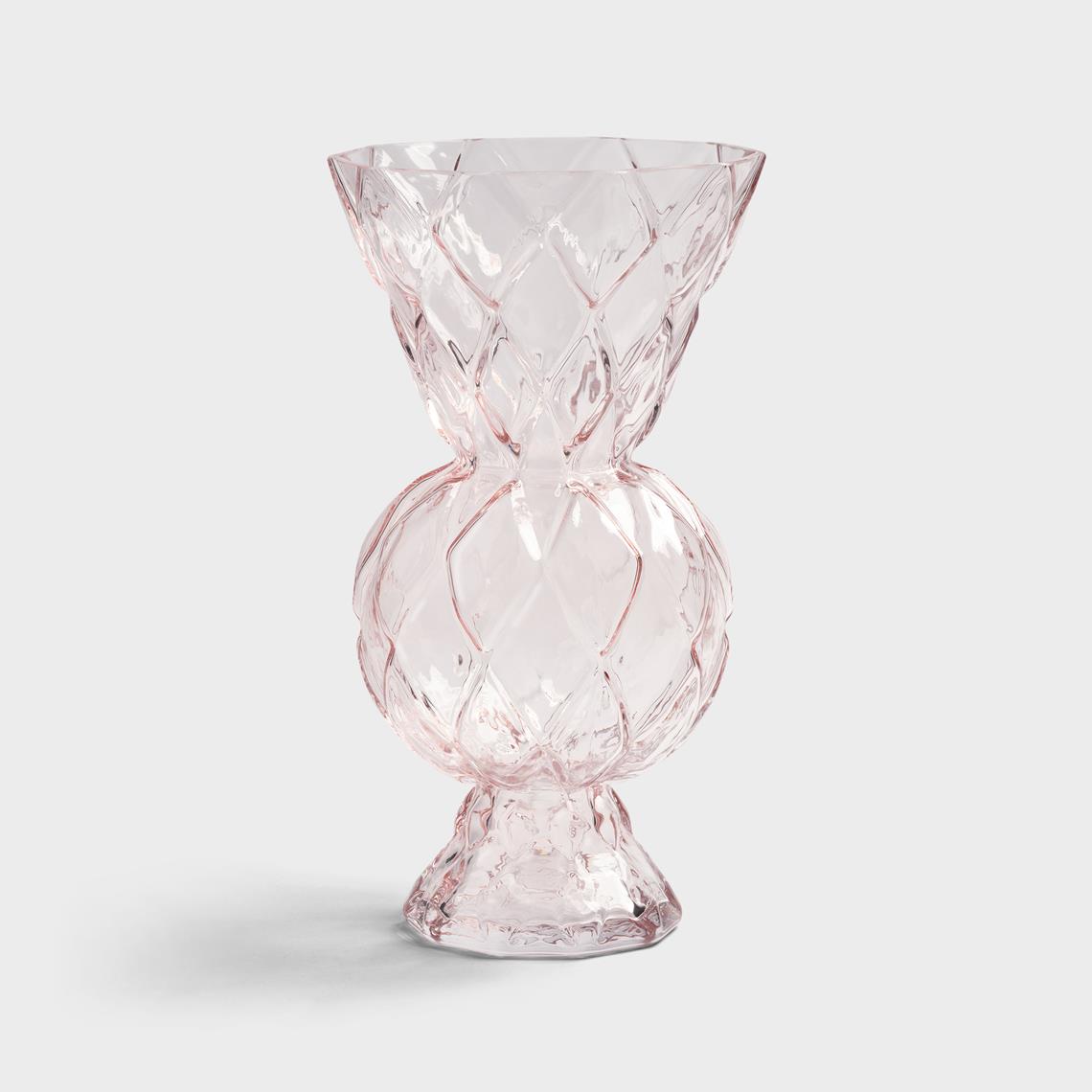 Vase rhombic glass pink