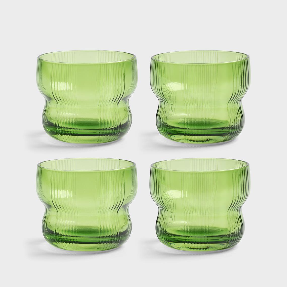 Glass circus green set of 4