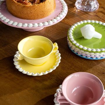 Cup & saucer whip yellow set of 2