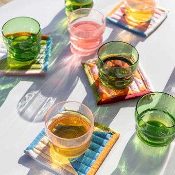 Glass circus green set of 4