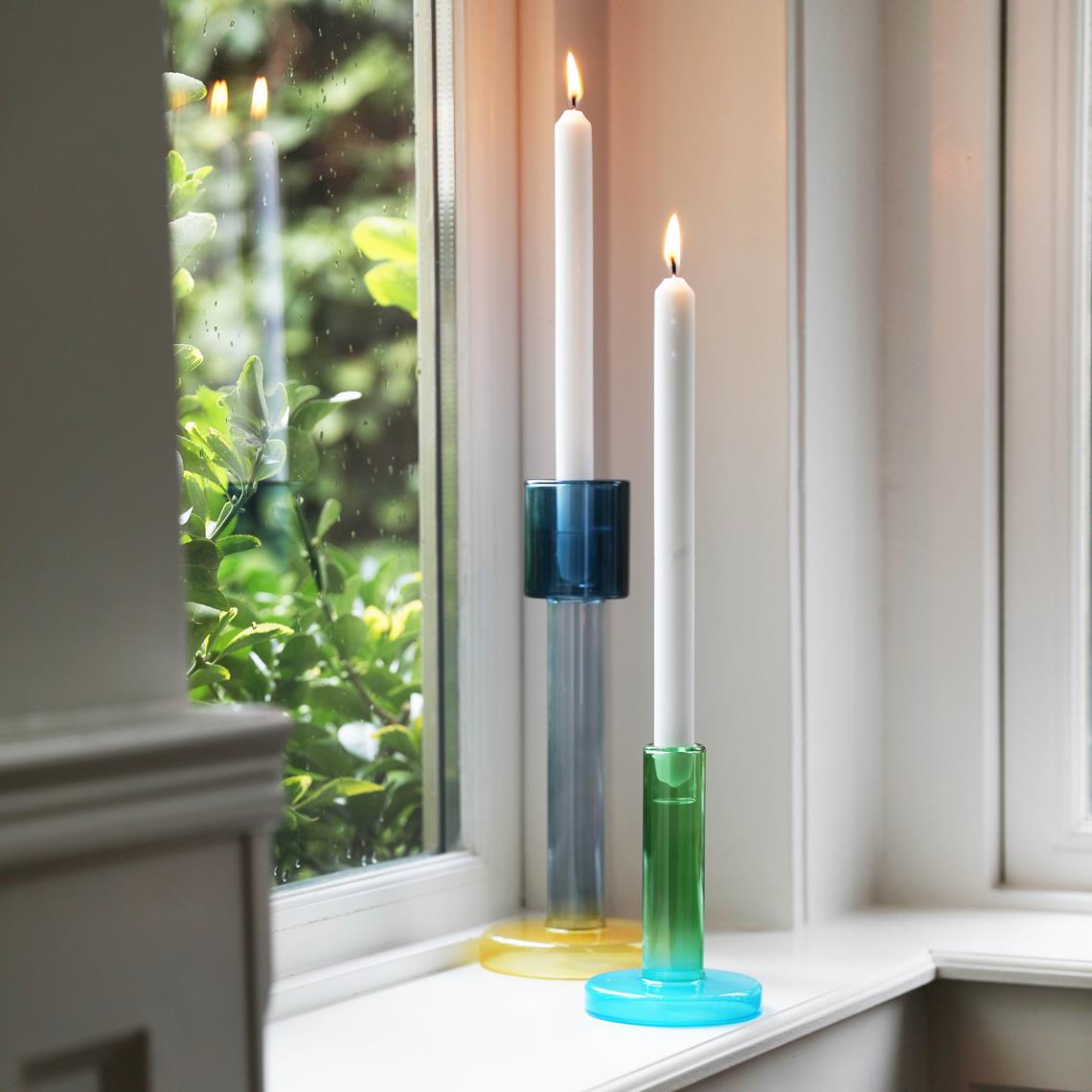 Bole candle holder L blue / yellow