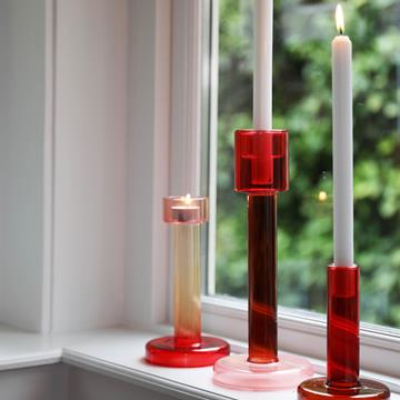 Bole candle holder L red / pink